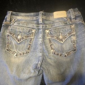 Miss Me Women's Light Blue Boot Cut Jeans with Embellished Pockets